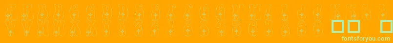 101CelticKnotDeco Font – Green Fonts on Orange Background
