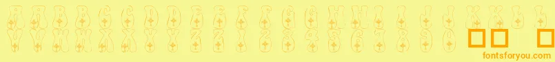 101CelticKnotDeco-Schriftart – Orangefarbene Schriften auf gelbem Hintergrund