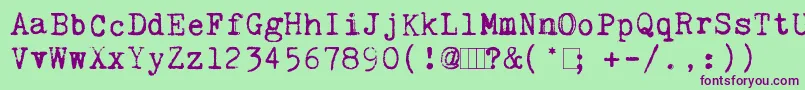 KingthingsTrypewriter-fontti – violetit fontit vihreällä taustalla