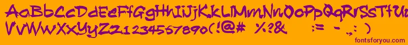 AllanRooster-fontti – violetit fontit oranssilla taustalla