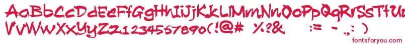 AllanRooster-Schriftart – Rote Schriften auf weißem Hintergrund