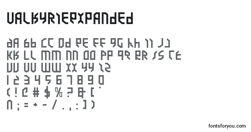 Schriftart ValkyrieExpanded – Alphabet, Zahlen, spezielle Symbole