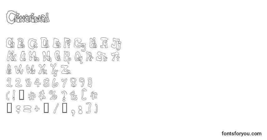 Czcionka Critterisrad – alfabet, cyfry, specjalne znaki