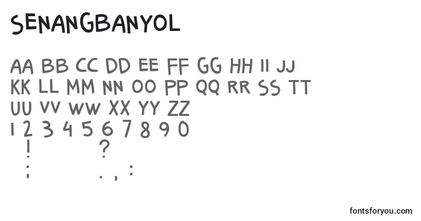 Schriftart SenangBanyol – Alphabet, Zahlen, spezielle Symbole