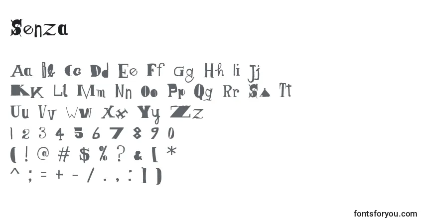 A fonte Senza – alfabeto, números, caracteres especiais