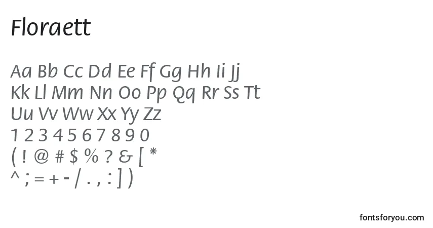 Schriftart Floraett – Alphabet, Zahlen, spezielle Symbole