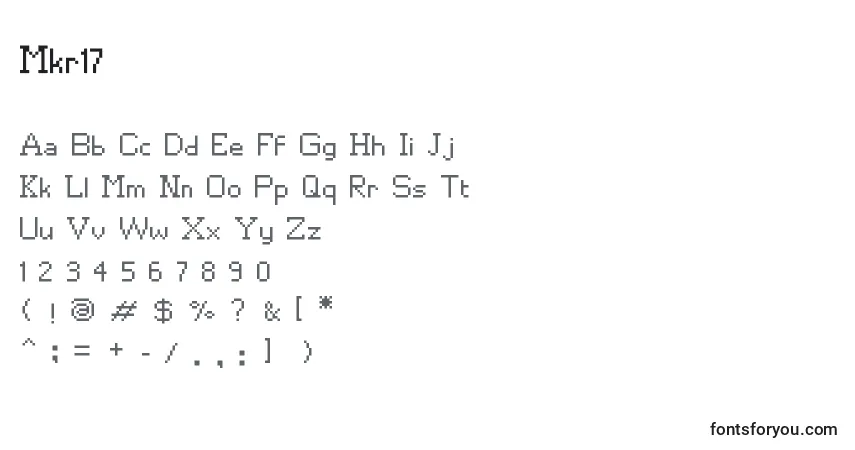 Шрифт Mkr17 – алфавит, цифры, специальные символы