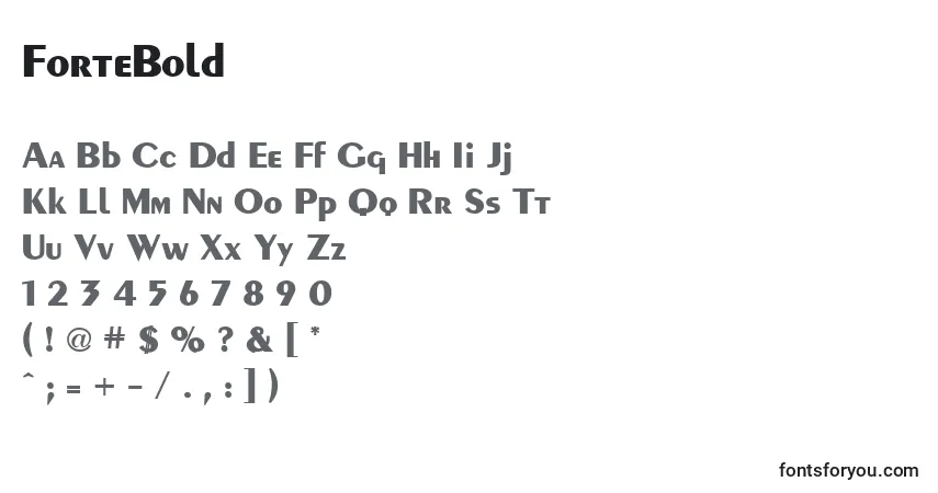 Schriftart ForteBold – Alphabet, Zahlen, spezielle Symbole