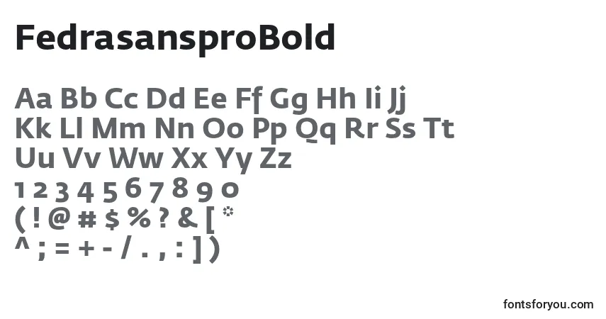A fonte FedrasansproBold – alfabeto, números, caracteres especiais