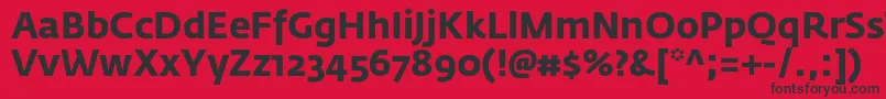 FedrasansproBold-fontti – mustat fontit punaisella taustalla
