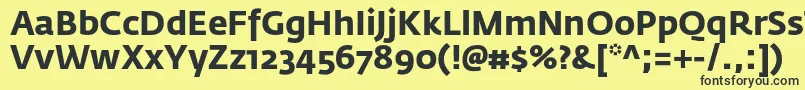 FedrasansproBold-fontti – mustat fontit keltaisella taustalla