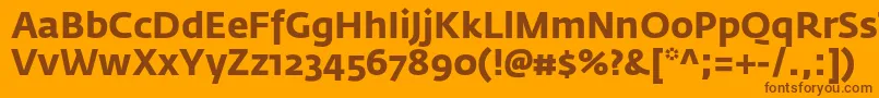 FedrasansproBold-Schriftart – Braune Schriften auf orangefarbenem Hintergrund