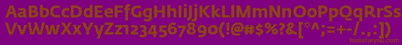 FedrasansproBold-Schriftart – Braune Schriften auf violettem Hintergrund