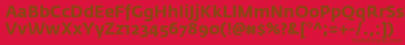 FedrasansproBold-Schriftart – Braune Schriften auf rotem Hintergrund