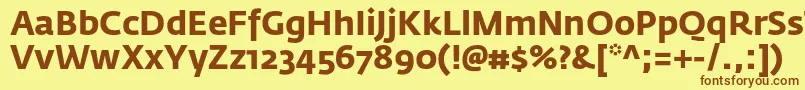 フォントFedrasansproBold – 茶色の文字が黄色の背景にあります。