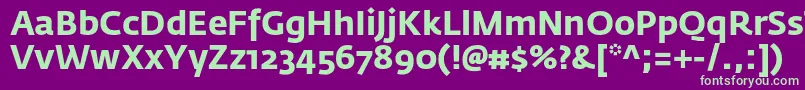 FedrasansproBold-fontti – vihreät fontit violetilla taustalla