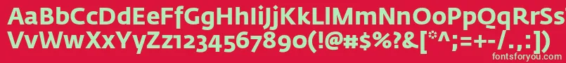 フォントFedrasansproBold – 赤い背景に緑の文字