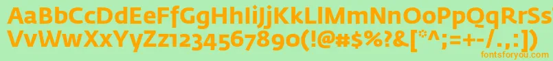 フォントFedrasansproBold – オレンジの文字が緑の背景にあります。