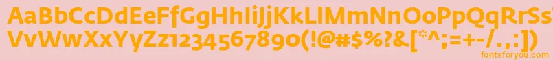 フォントFedrasansproBold – オレンジの文字がピンクの背景にあります。