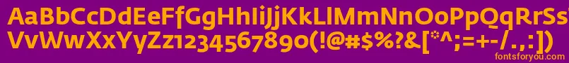FedrasansproBold-fontti – oranssit fontit violetilla taustalla