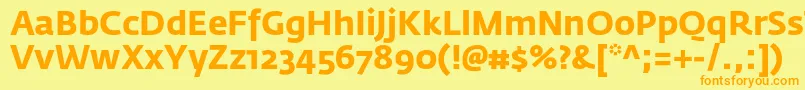 フォントFedrasansproBold – オレンジの文字が黄色の背景にあります。