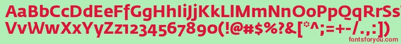FedrasansproBold-fontti – punaiset fontit vihreällä taustalla
