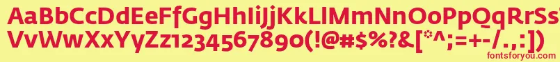 フォントFedrasansproBold – 赤い文字の黄色い背景