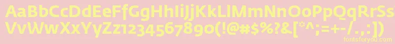 FedrasansproBold-fontti – keltaiset fontit vaaleanpunaisella taustalla