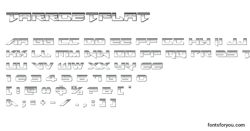 Schriftart Tarrgetplat – Alphabet, Zahlen, spezielle Symbole