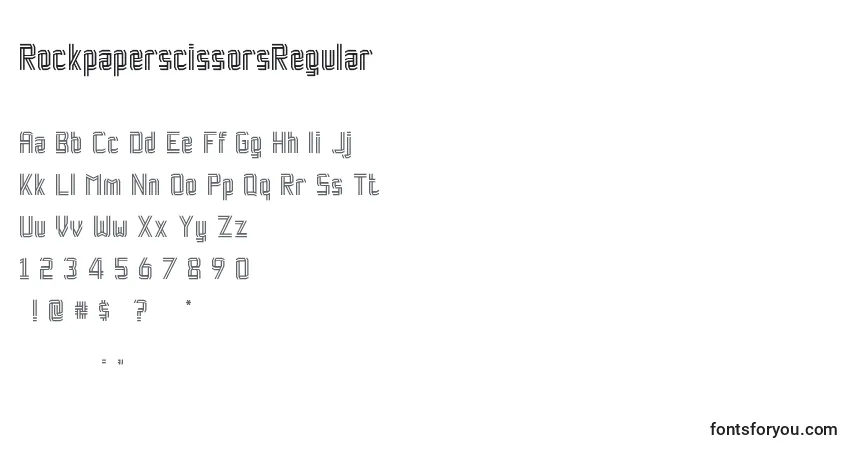 Czcionka RockpaperscissorsRegular – alfabet, cyfry, specjalne znaki