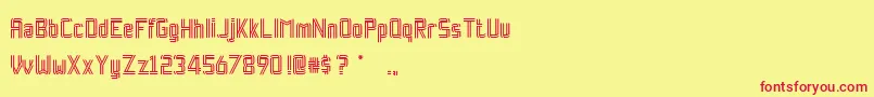 Fonte RockpaperscissorsRegular – fontes vermelhas em um fundo amarelo