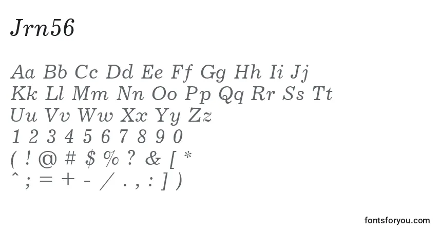 Schriftart Jrn56 – Alphabet, Zahlen, spezielle Symbole
