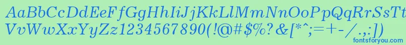 Jrn56 Font – Blue Fonts on Green Background