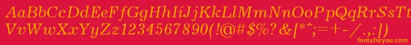 フォントJrn56 – 赤い背景にオレンジの文字