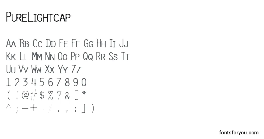 Czcionka PureLightcap – alfabet, cyfry, specjalne znaki