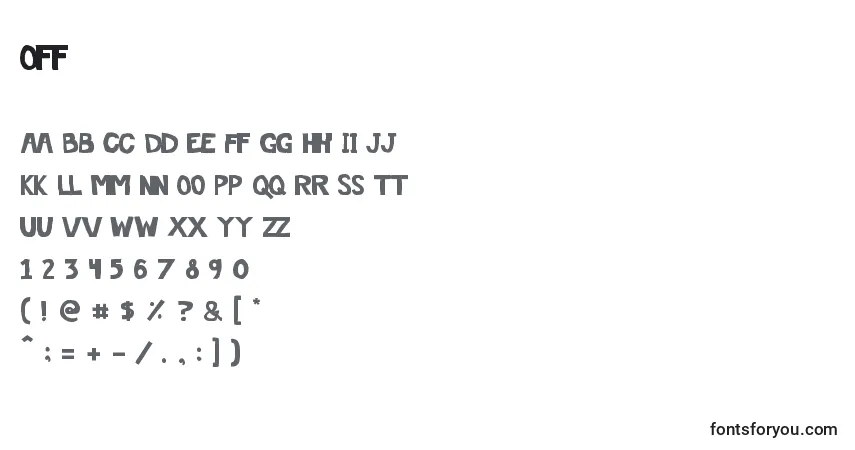 A fonte Off – alfabeto, números, caracteres especiais