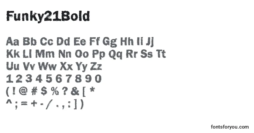 Schriftart Funky21Bold – Alphabet, Zahlen, spezielle Symbole