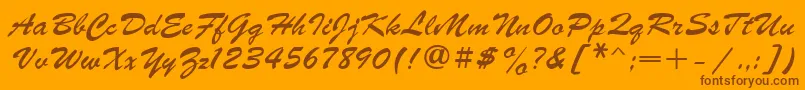 Prs-Schriftart – Braune Schriften auf orangefarbenem Hintergrund