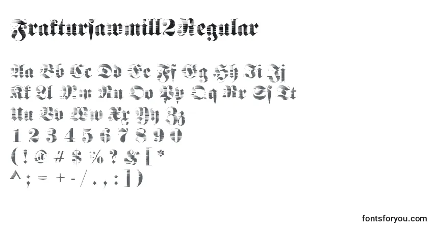 Schriftart Fraktursawmill2Regular – Alphabet, Zahlen, spezielle Symbole