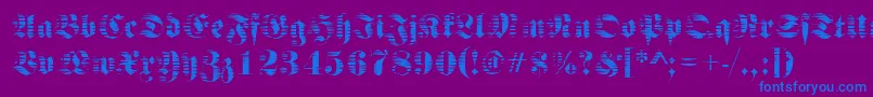 フォントFraktursawmill2Regular – 紫色の背景に青い文字