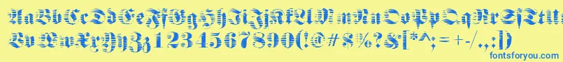 Fraktursawmill2Regular Font – Blue Fonts on Yellow Background