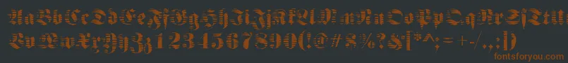 Fraktursawmill2Regular-Schriftart – Braune Schriften auf schwarzem Hintergrund