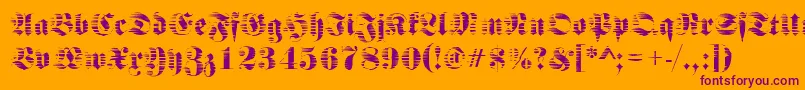Шрифт Fraktursawmill2Regular – фиолетовые шрифты на оранжевом фоне