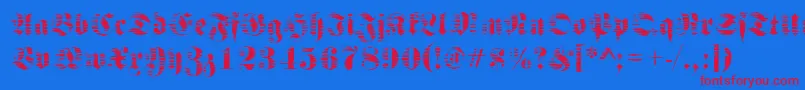 Czcionka Fraktursawmill2Regular – czerwone czcionki na niebieskim tle