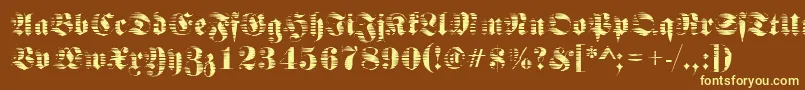 Fraktursawmill2Regular-fontti – keltaiset fontit ruskealla taustalla