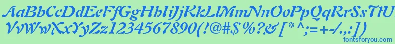 AuriolltstdBolditalic Font – Blue Fonts on Green Background
