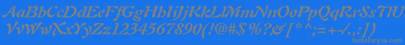 AuriolltstdBolditalic Font – Gray Fonts on Blue Background