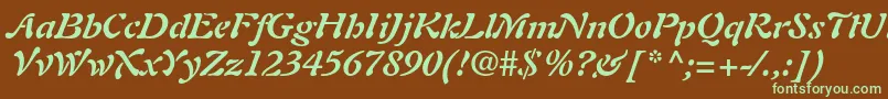 AuriolltstdBolditalic Font – Green Fonts on Brown Background