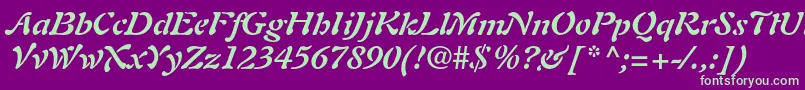 AuriolltstdBolditalic Font – Green Fonts on Purple Background