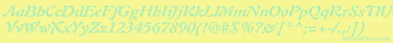 AuriolltstdBolditalic Font – Green Fonts on Yellow Background